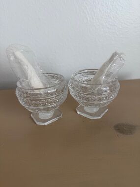 Pair of 24% lead crystal  Salt & pepper mini cups in pedestal design